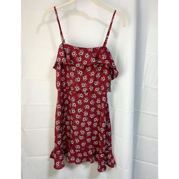 NEW ROW A Dark Red Floral Mini Dress New with Tag Size M - Picture 1 of 7